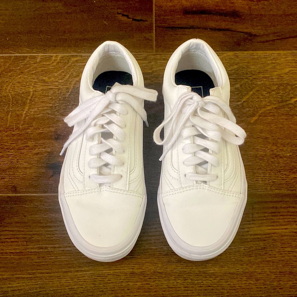White leather Old Skool Vans